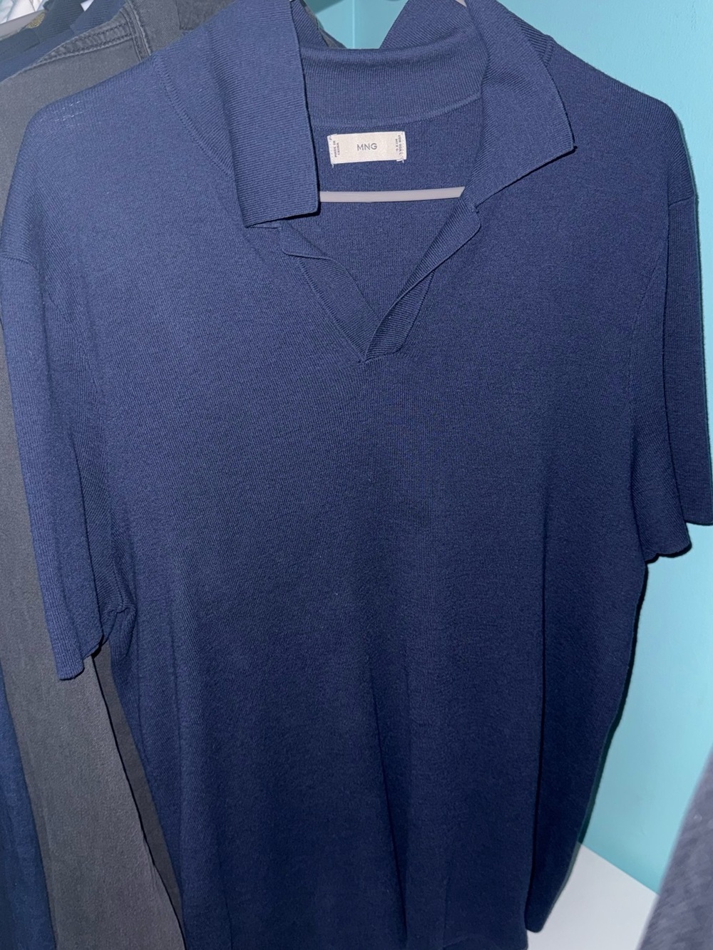 Mango Men's Dark Navy Short-Sleeve Polo